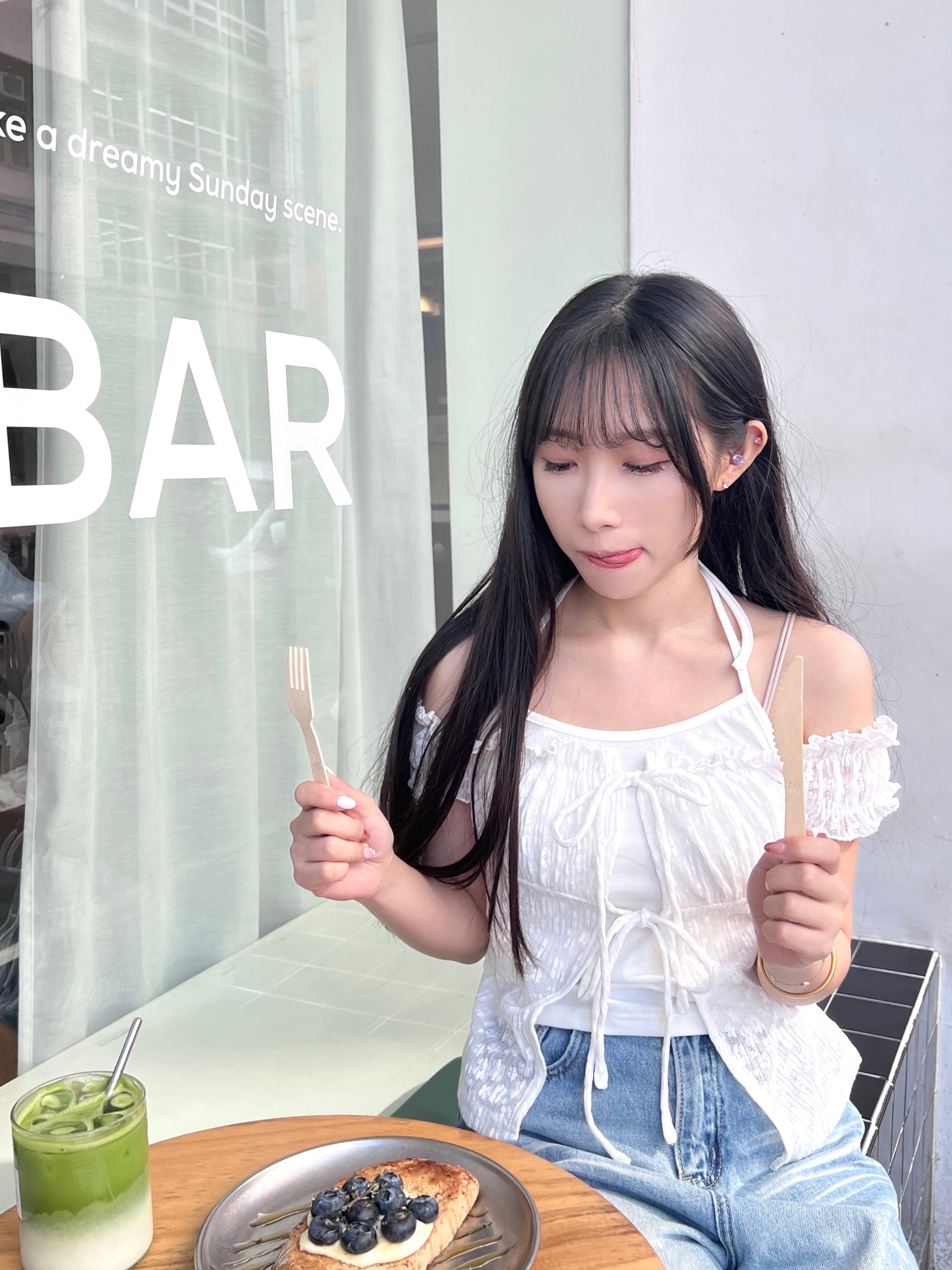 T3896 | 假兩件綁帶蕾絲短袖襯衫上衣