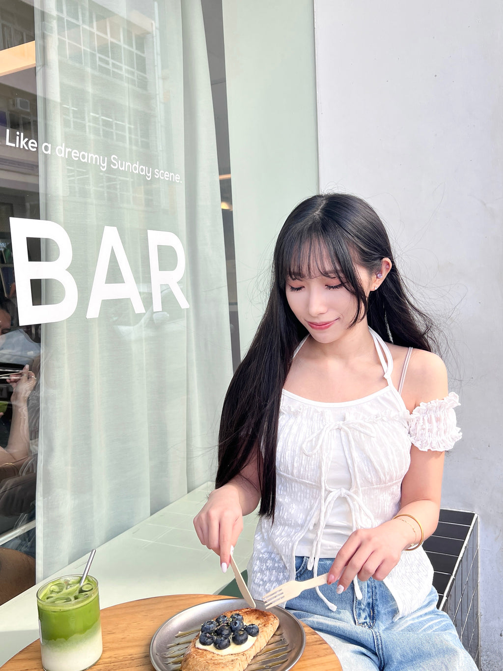 T3896 | 假兩件綁帶蕾絲短袖襯衫上衣