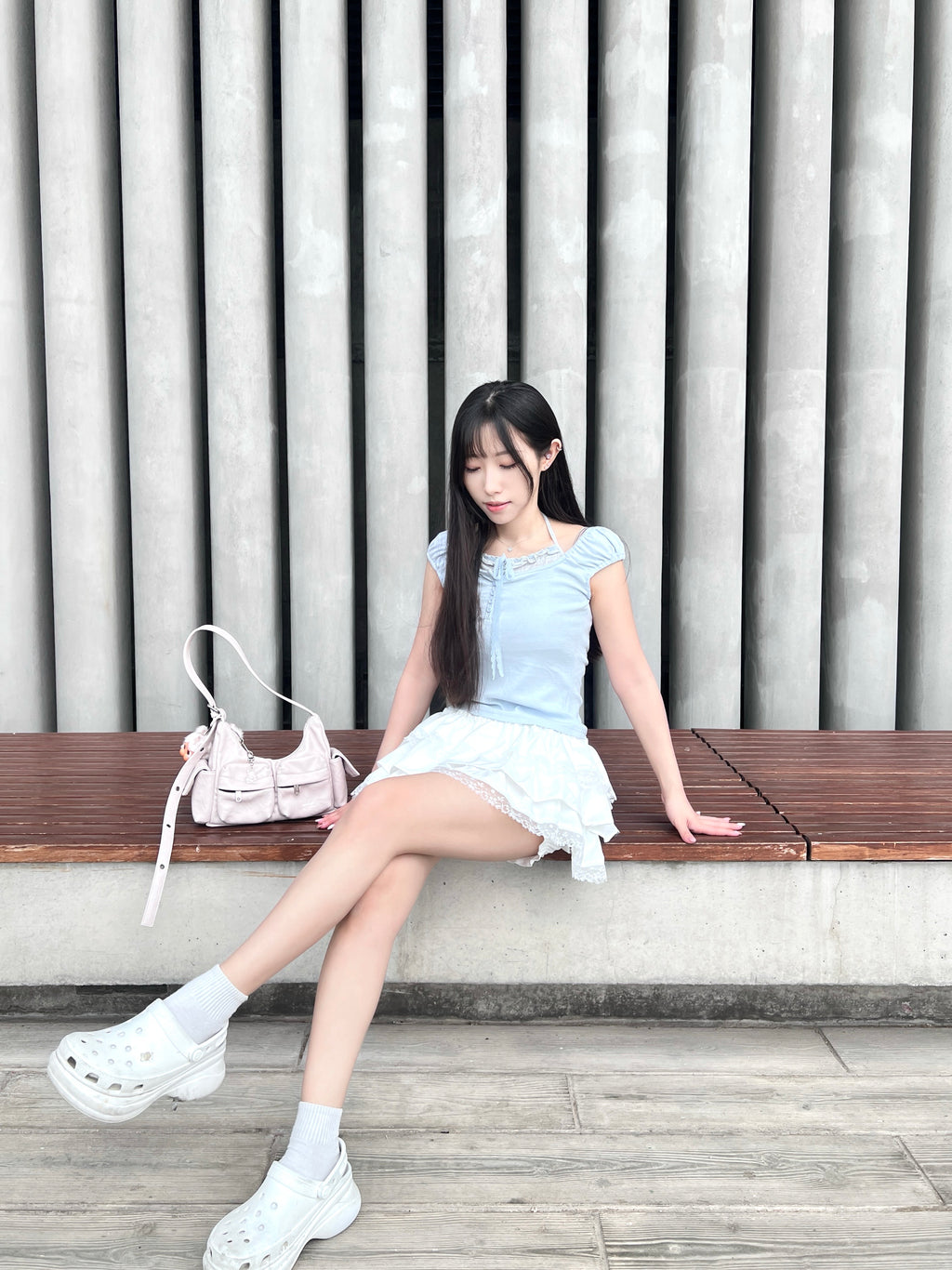 T4267 |韓系格紋假兩件♡ ̆̈