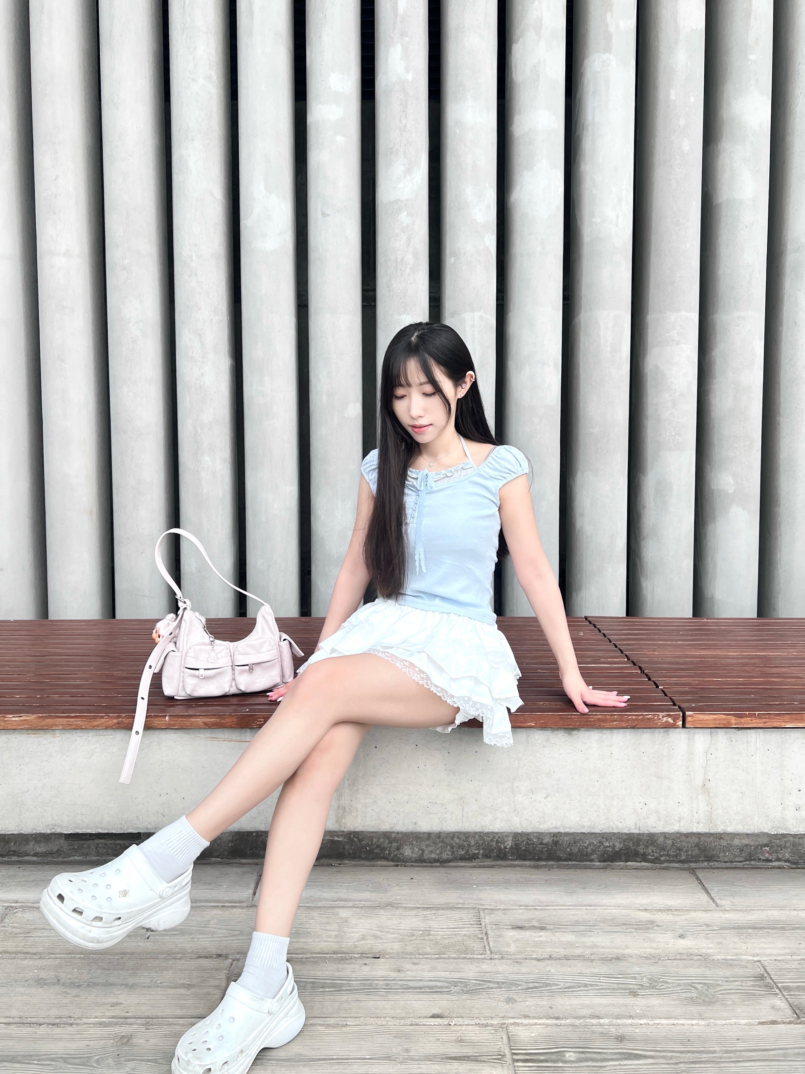 T4267 |韓系格紋假兩件♡ ̆̈