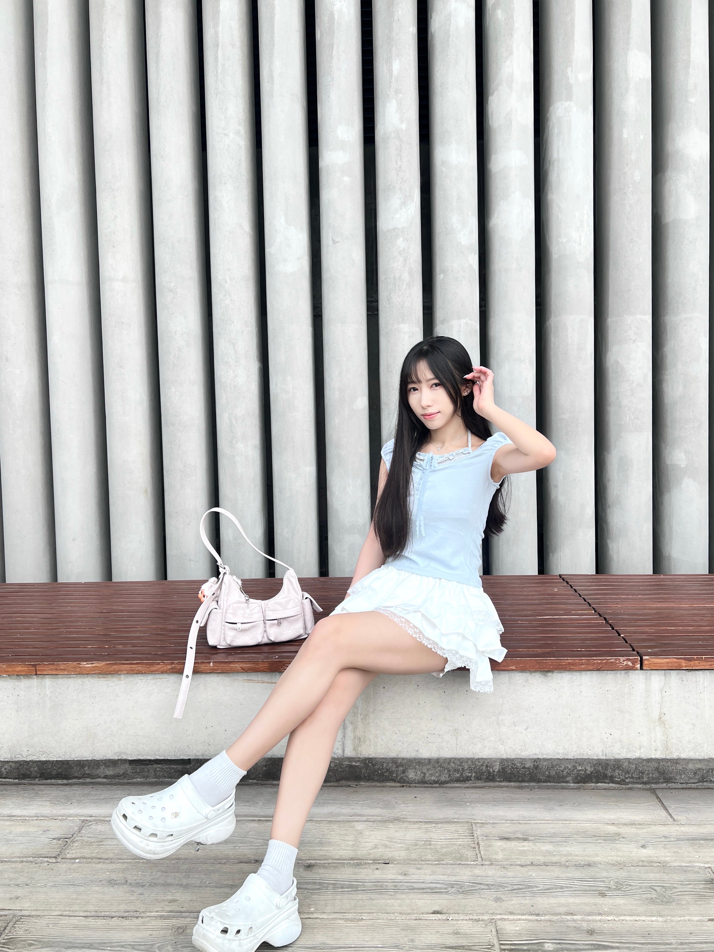 T4267 |韓系格紋假兩件♡ ̆̈