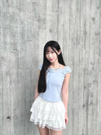 T4267 |韓系格紋假兩件♡ ̆̈