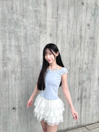 T4267 |韓系格紋假兩件♡ ̆̈