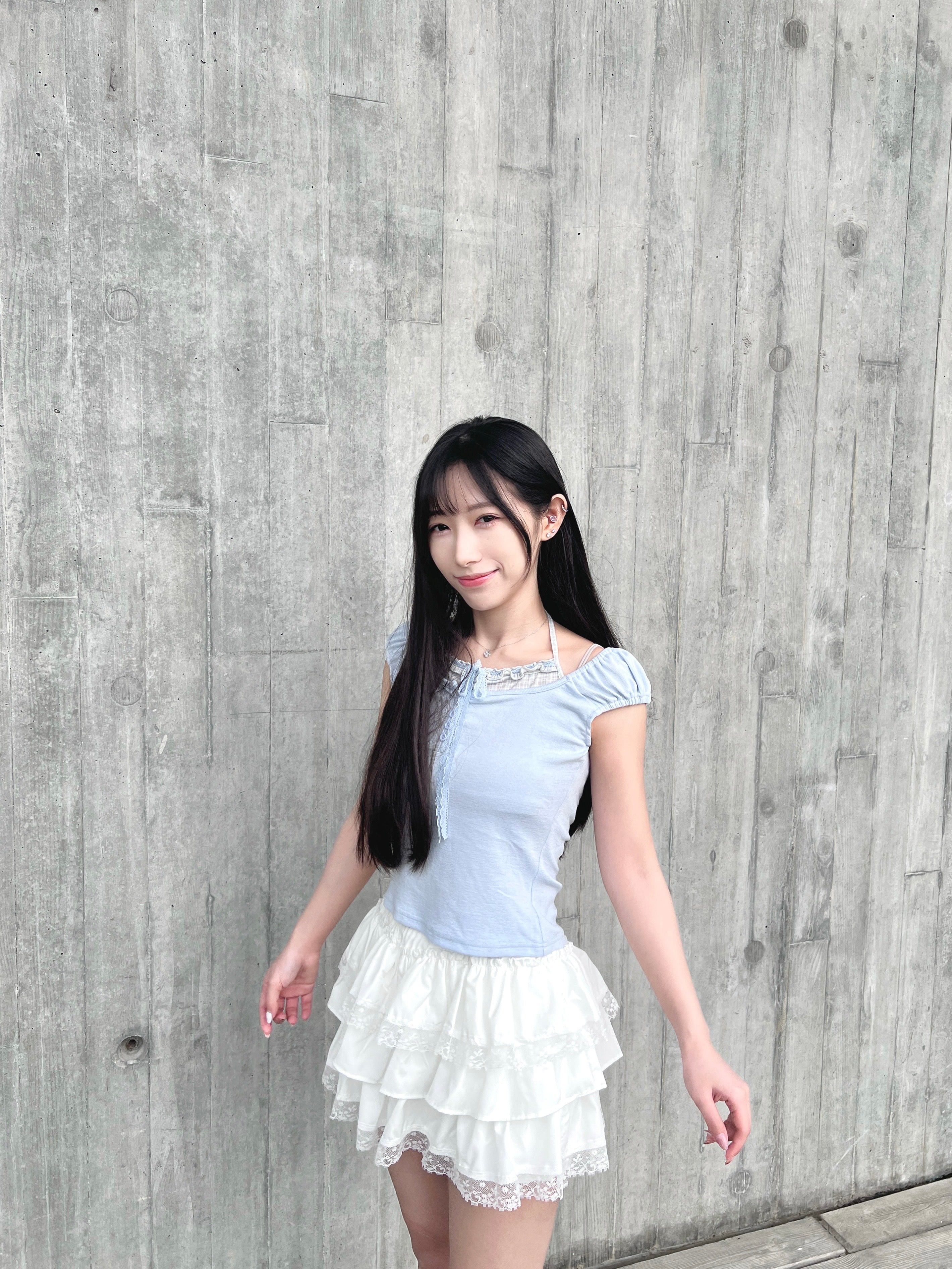 T4267 |韓系格紋假兩件♡ ̆̈