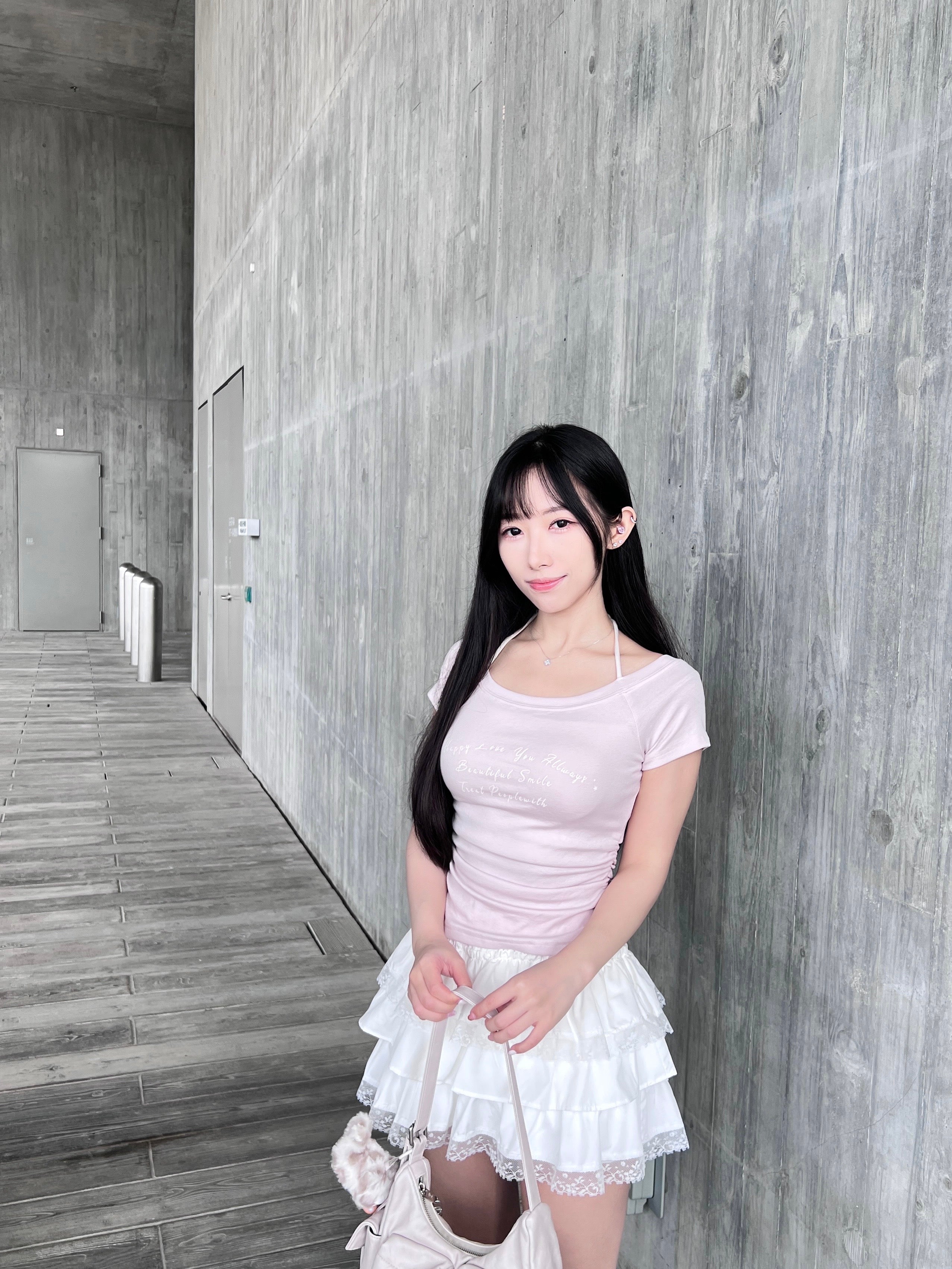 T4277 |小清新文字假兩件T.˚₊⊹♡（3色入）