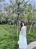 T4290 |日系格紋蝴蝶結吊帶兩件套ꪔ ྀིྀི (3色入）