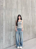 S1097｜美式水洗闊腿牛仔長褲𓇬⸝⸝₊