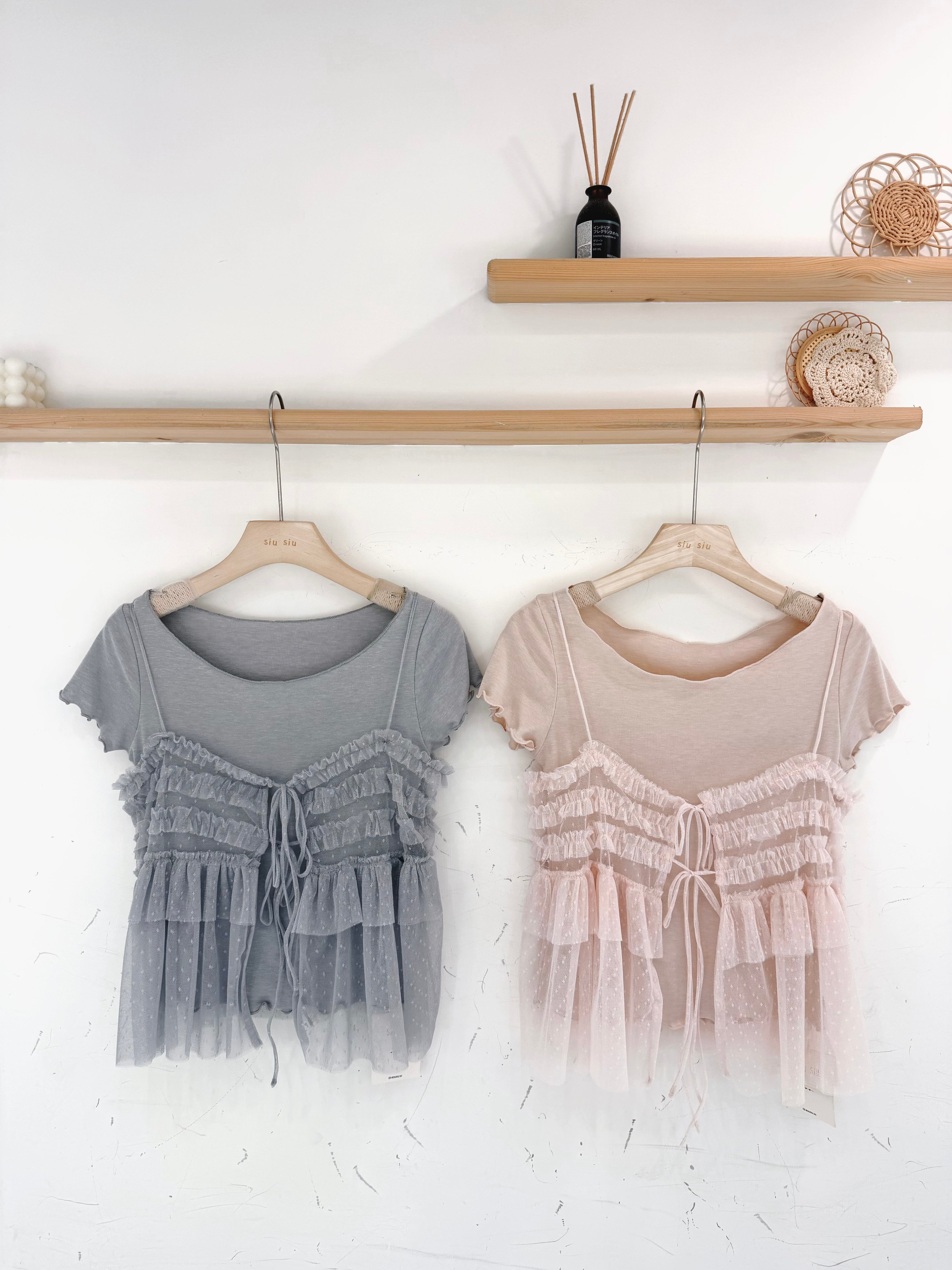 T4238 | 芭蕾風波點兩件套ᰔᩚ（2色入）