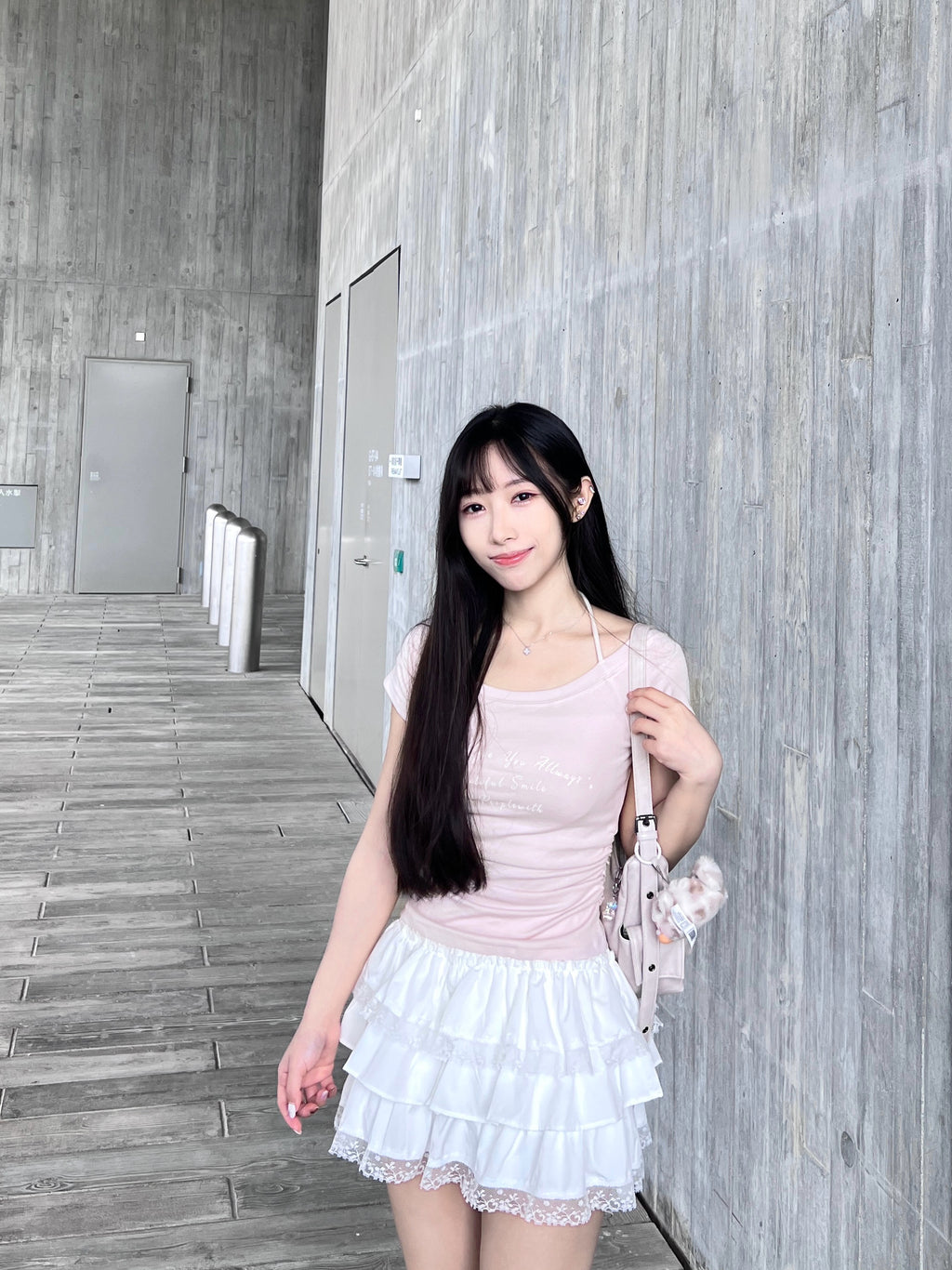 T4277 |小清新文字假兩件T.˚₊⊹♡（3色入）