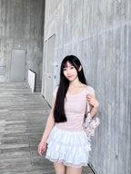 T4277 |小清新文字假兩件T.˚₊⊹♡（3色入）
