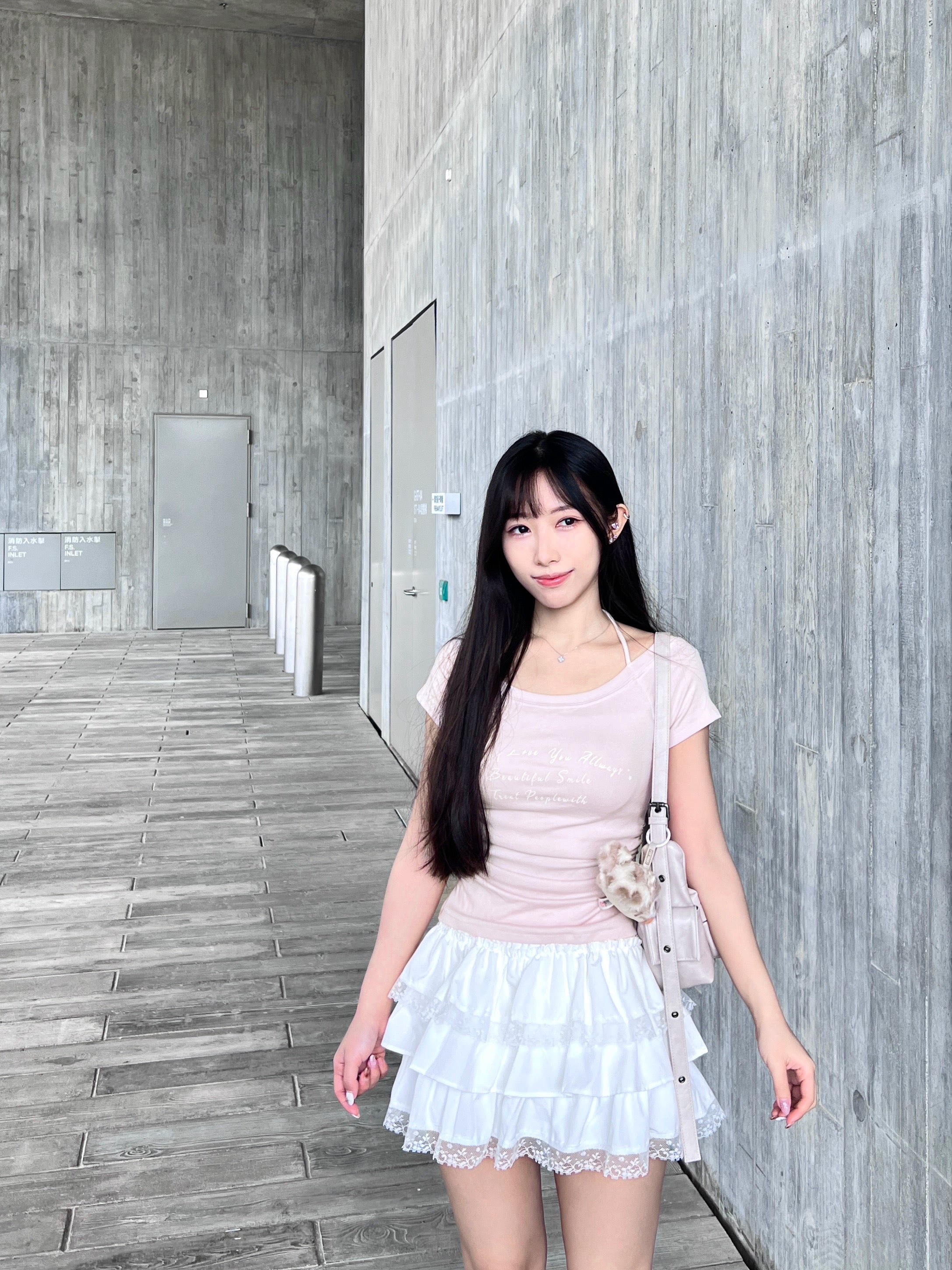 T4277 |小清新文字假兩件T.˚₊⊹♡（3色入）